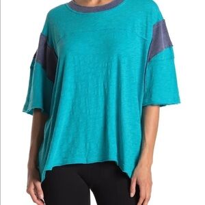 Free people movement solid T-shirt teal XS